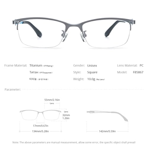 Image of FONEX Pure Titanium Glasses Frame Men Square Eyeglasses Optical Eyewear F85775