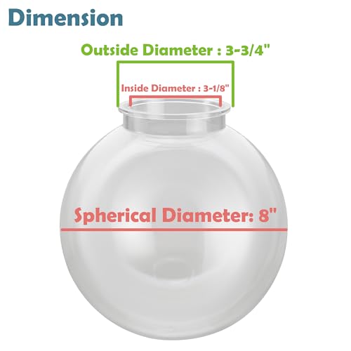 Image of Aspen Creative 28002-60-41, 8 inch Clear Acrylic Replacement Lamp Post Globe with 3-7 /8 inch Neck