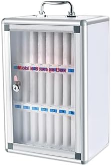 Aluminum Alloy Locking Phone Storage Cabinet - Secure Cell Phone Locker for School, Office & Classroom - Compact Space-Saving Storage Box (10"x7"x15.6")