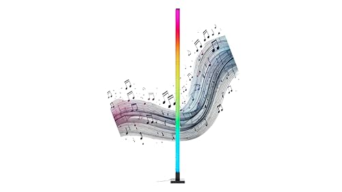 Lámpara de pie Brilliant RGB LED | 150 cm de altura | lámpara de pie regulable con sensor de música, mando a distancia y luz frontal RGB | LED integrado | de aluminio/plástico en color negro