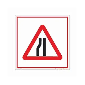 buysafetyposters.com - Traffic Sign of Narrow Road Ahead In English - Hard Plastic Lamination - (Square, 8 inch X 8 inch, Multicolor)