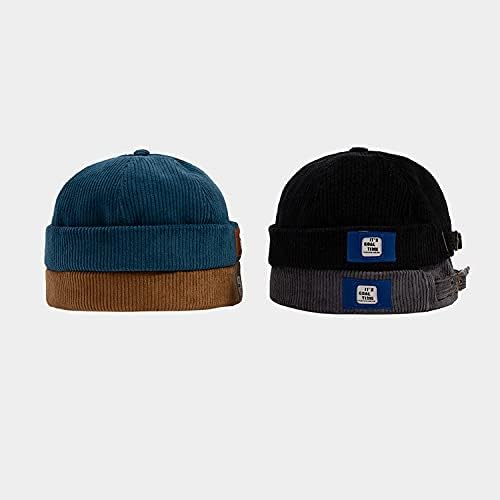 Men Hats Docker Cap Hats Beanie Sailor Cap Worker Hat Rolled Cuff Retro Brimless Hat with Adjustable - Image 8