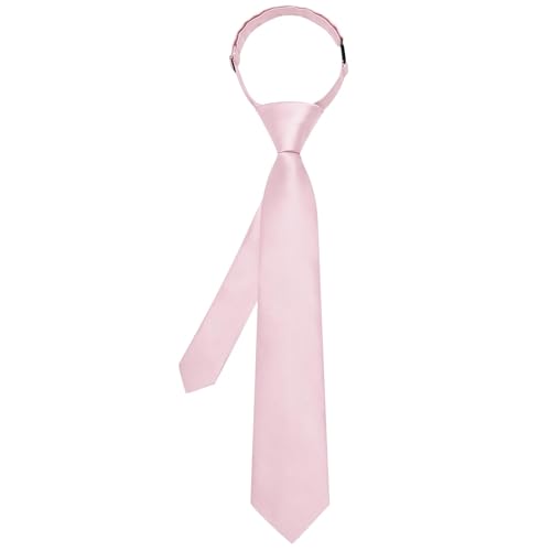 Image of Hi-Tie Pretied Boys Ties Solid Color Kids Adjustable Necktie Lapel Pin Clip Set Age 8-12 Wedding School Graduation