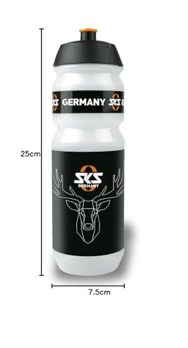 SKS GERMANY DEER BOTTLE LARGE 750 ml Fahrradflasche im Hirsch-Design, Fahrradzubehör (Flasche mit Shiva-Verschluss, für alle gängigen Flaschenhalter, auslaufsicheres Push-Pull-Ventil)