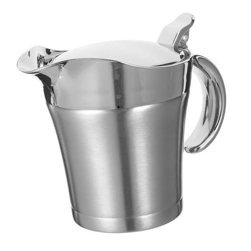 Toyvian Saucière Acier Inoxydable Double Paroi Verseuse Thermique pour Sauce et Jus Design Ergonomique Anti-goutte pour Maison et Restaurant