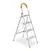 Produktbild Relaxdays Trittleiter, 4 Stufen, klappbare Haushaltsleiter, Alu, bis 150 kg, Sicherheitsleiter mit Griff, Silber/orange