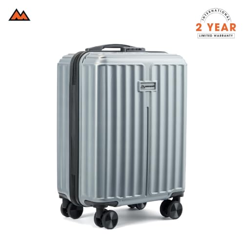 Image of MOVE-MEANT ROAMIFY Small Cabin Suitcase 55 CM 8 Wheels Number Lock Poly Carbonate Silver Trolley Bag for Men & Women | 360 Degree Wheeling System Luggage | Trolley Bags for Travel