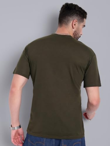 Image of Go Devil Men's Green 100% Polyester Printed T-Shirt | Half Sleeve, Regular Fit Casual Wear for Men