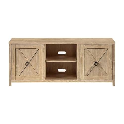 Image of Henn&Hart Rectangular TV Stand for TV's up to 65 inch in White Oak, TV Stands for the Living Room