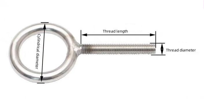 Pernos de ojo M8 en acero inoxidable de 90mm con anillo cerrado para elevación industrial 7