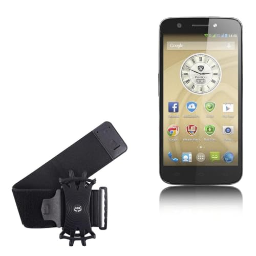 BoxWave Holster Compatible with Prestigio MultiPhone 5508 Duo - ActiveStretch Sport Armband, Adjustable Armband for Workout and Running - Jet Black