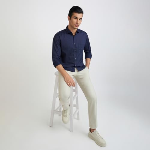 Image of Park Avenue Men's Pure Cotton Print Pattern Slim Fit Cut Away Collar Full Sleeve Casual Shirt