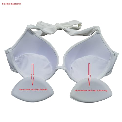 EONAR Damen Bademode Nackenträger Push up Bikinioberteil mit Underwire Einstellbar Seitlich Bindungen Bikini- Sets, (Größe: 34- 36)70B/ 75A/ 75B, Rot-5