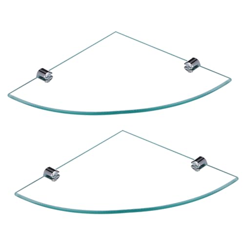 DOITOOL 2 Piezas Estante Esquinero de Vidrio para Baño Repisa de Esquina Montada Pared Soporte Triangular Resistente para Almacenamiento y Organización Ducha y Baño