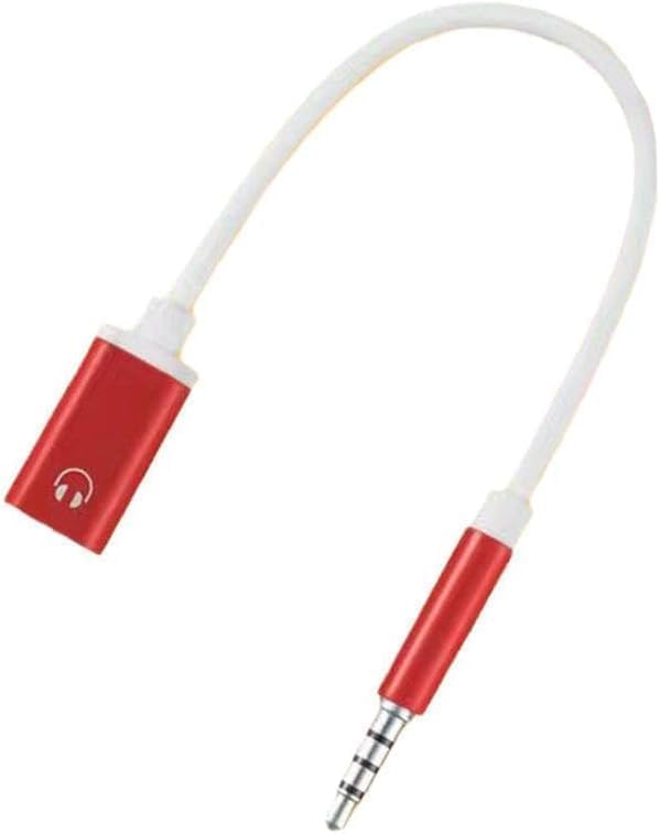 Type-C to 3.5mm Audio Adapter - Universal Analog Audio Cable for Smartphones, Laptops and Gaming Headphones, Durable Earphone Adapter with Noise Cancellation (Red)