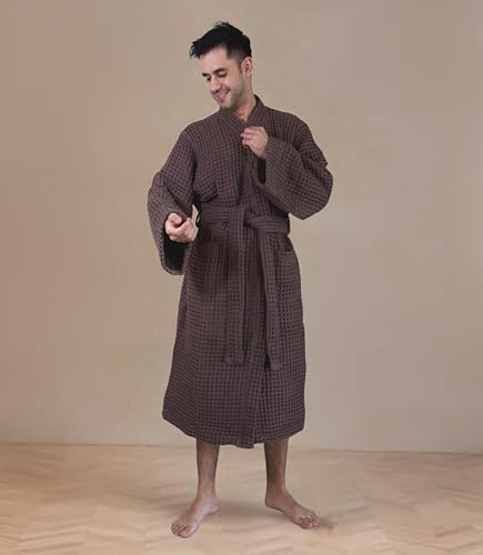Image of Luxury Organic Japanese Cotton Hotel & Spa Waffle Bathrobe for Men and Women (Hooded /Kimono)