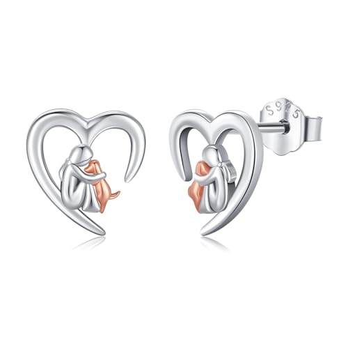 Image of 925 Sterling Silver Dog Earrings Cute Animal Puppy Stud Earrings Dog Jewelry Gifts for Women Girls Pet Lover Hypoallergenic Earrings for Sensitive Ears