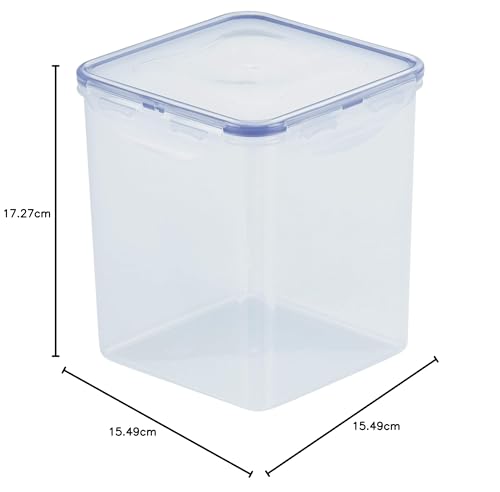 Lock & Lock Square Storage Container - Square 2.6 Litre (155 x 155 x 170 mm), Clear/Blue
