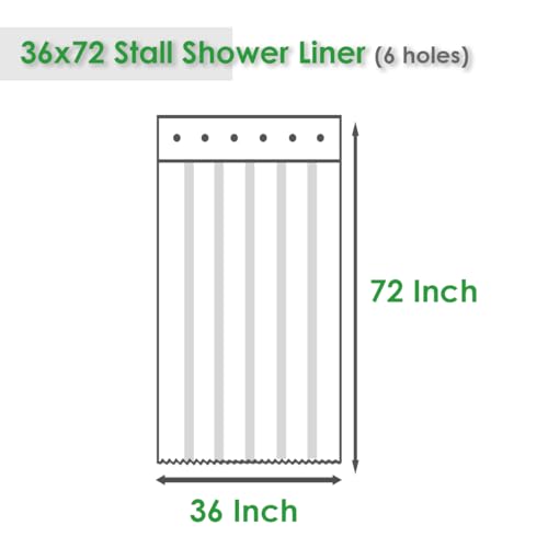 Image of 36x72 Shower Curtain Liner, Water Repellent Small White Fabric Cloth Shower Curtain Sets for Spa Hotel, Machine Washable, Odorless, Stall Size