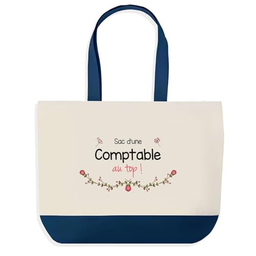 Sac de shopping bleu comptable grand sac de course provision durable