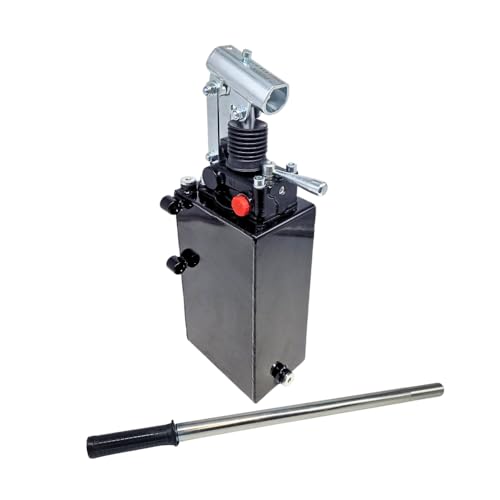 Flowfit Bomba de mano hidráulica de doble efecto de 25 cc, para cilindro de doble efecto, montado con depósito. Palanca de mano de 600 mm incluida (3 litros/sin válvula de alivio)