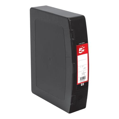 5 Star Office Box File Capacity 70mm Polypropylene Twin Clip Lock Foolscap Black + Free finchley Refill Pen (8)