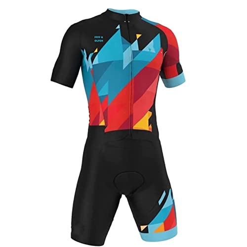 Produktfoto von FFFF & OLFEH Herren Fahrrad Skinsuit, 3D-gepolsterter, atmungsaktiver, schnell trocknender Triathlon-Anzug – Kurzarm&hellip;