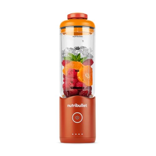 nutribullet Flex 590ml - Blender Portable pour Smoothies avec Couvercle à Bec, Mixeur Hachoir, Broie Glace et Fruits Surgelés, USB-C, Tasse sans BPA, Facile à Nettoyer, Orange (NBP013OR)
