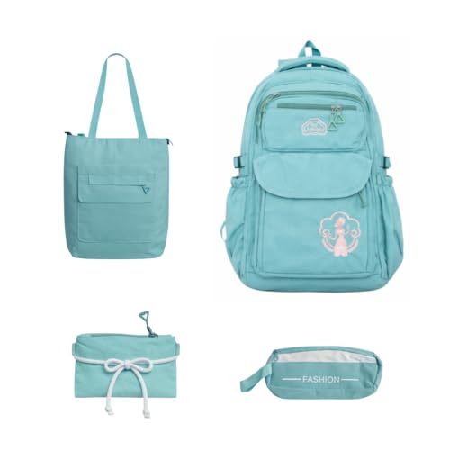 Kit Mochila Escolar Juvenil 4 Peças para Escola Trabalho Viagem (verde)