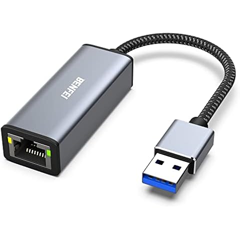 BENFEI Ethernet Adapter, USB 3.0 to RJ45 1000Mbps Gigabit LAN Adapter Compatible for MacBook, Surface Pro, PC with Windows7/8/10, XP, Vista, Mac[Aluminium Shell&Nylon Cable] Cover