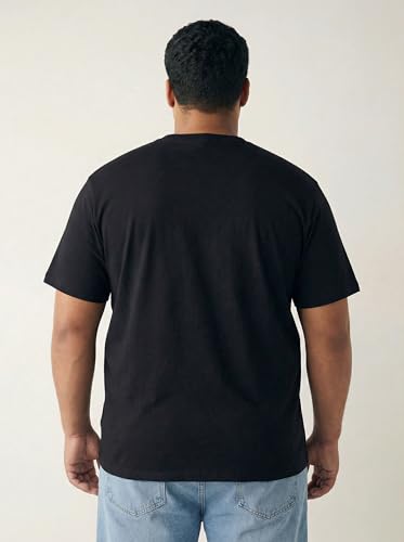 Image of Men Plus Size Printed Cotton Tee Regular Fit Round Neck Half Sleeve T-Shirt
