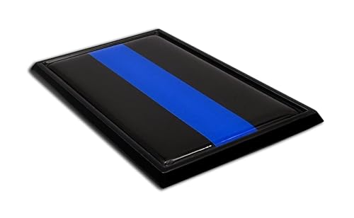 Image of Elektroplate Police Thin Blue Line Flag Black Frame All Metal Emblem for Cars, Trucks, and All Auto | Universal Fit at 3.8 inch x 2.5 inch | Weatherproof