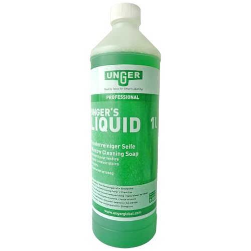 UNGER FR100 Window Cleaning Liquid Soap - Smear Free Window Glass Cleaner 1L - Economical 1:100 Mixing Ratio for 100 litres of Liquid