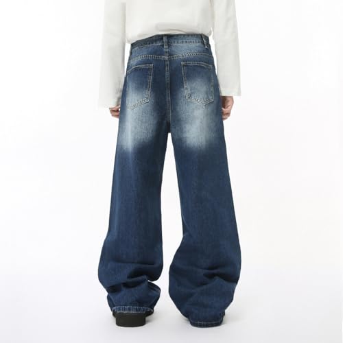 Men's Jeans Autunm Korean Retro Wide-Leg Straight Casual Commute Slim Fit Loose Home Long Pants3