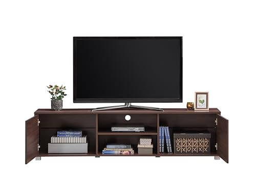 Image of DeckUp Cannes 2-Door Engineered Wood TV Entertainment Unit and TV Stand with Storage (Walnut, Matte Finish)