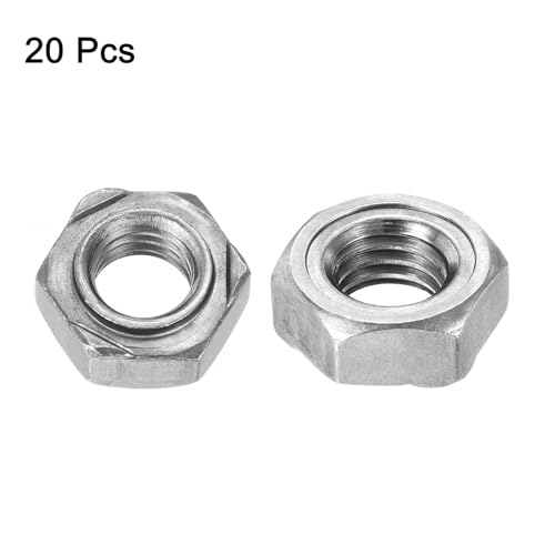 QUARKZMAN 20 Stück Sechskant-Schweißmuttern, M10x1,5mm Kohlenstoffstahl Sechskantmuttern mit 3 Vorsprüngen Maschinenschraube für DIY-Heimreparatur Maschinen, Silber