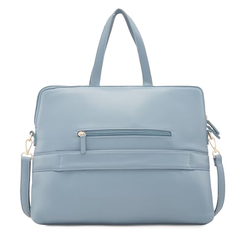 Image of Caprese Julie Laptop Bag Powder Blue Chic Quilted Office Handbag, fits 16 inch Laptop with smart Sleeve, Adjustable Strap, Ideal for Work