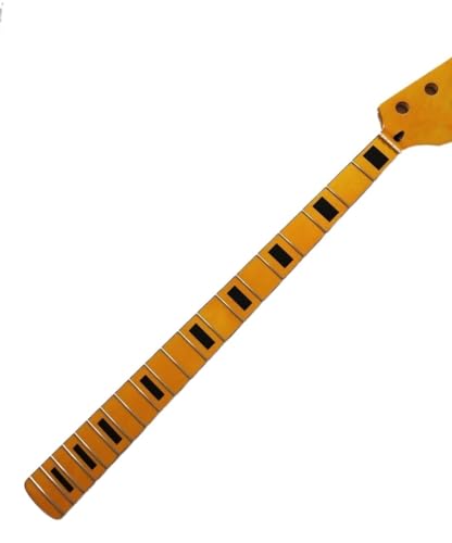 Manche guitare basse 34 pouces érable 20 frettes finition jaune et touche blocs