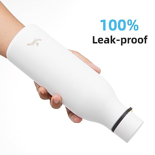 Image of Konokyo Insulated Water Bottle with Strap,18 oz Double Wall Stainless Steel Vacuum Bottles Metal Water Flask,White