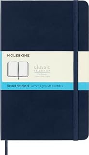 Moleskine klasyczny notatnik z kropkami, twarda okładka i elastyczny dziennik zamykania, kolor szafirowy niebieski, rozmiar duży 13 x 21 A5, 240 stron