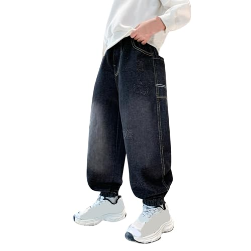 wodceeke Boys Baggy Jeans Joggers Y2k Denim Pants Elastic Waist Loose Boyfriend Jeans for Kids 5-15 Years