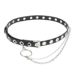 Cinturón punk de piel sintética: este cinturón está hecho de metal y piel sintética, un material duradero y resistente. incluye cadenas