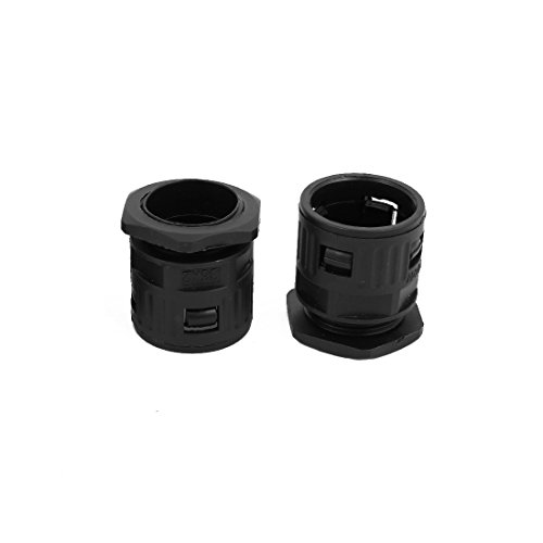 Aexit 2Pcs 34.5mm Transmission ID M36x2mm Thread Plastic Cable Gland Pipe Connector Joints Black