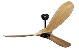 Goozegg 60 Inch Outdoor Ceiling Fan with Remote Control No Light 3 Natural Wood Blades Reversible DC