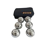 BuyBocceBalls 73mm Metal Petanque Set with 6 Silver Balls and blackCase