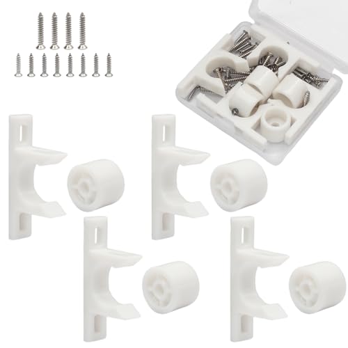 Kyuionty 4 Pairs False Cabinet Front Clips White False Drawer Clips Sink Tip Out Snap with Screws Universal False Front Fasteners for Hardware Replacements