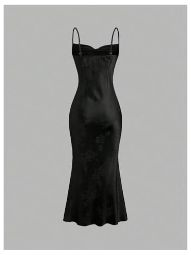Image of Floerns Women's Spaghetti Strap Cowl Neck Long Slip Satin Silk Midi Dress