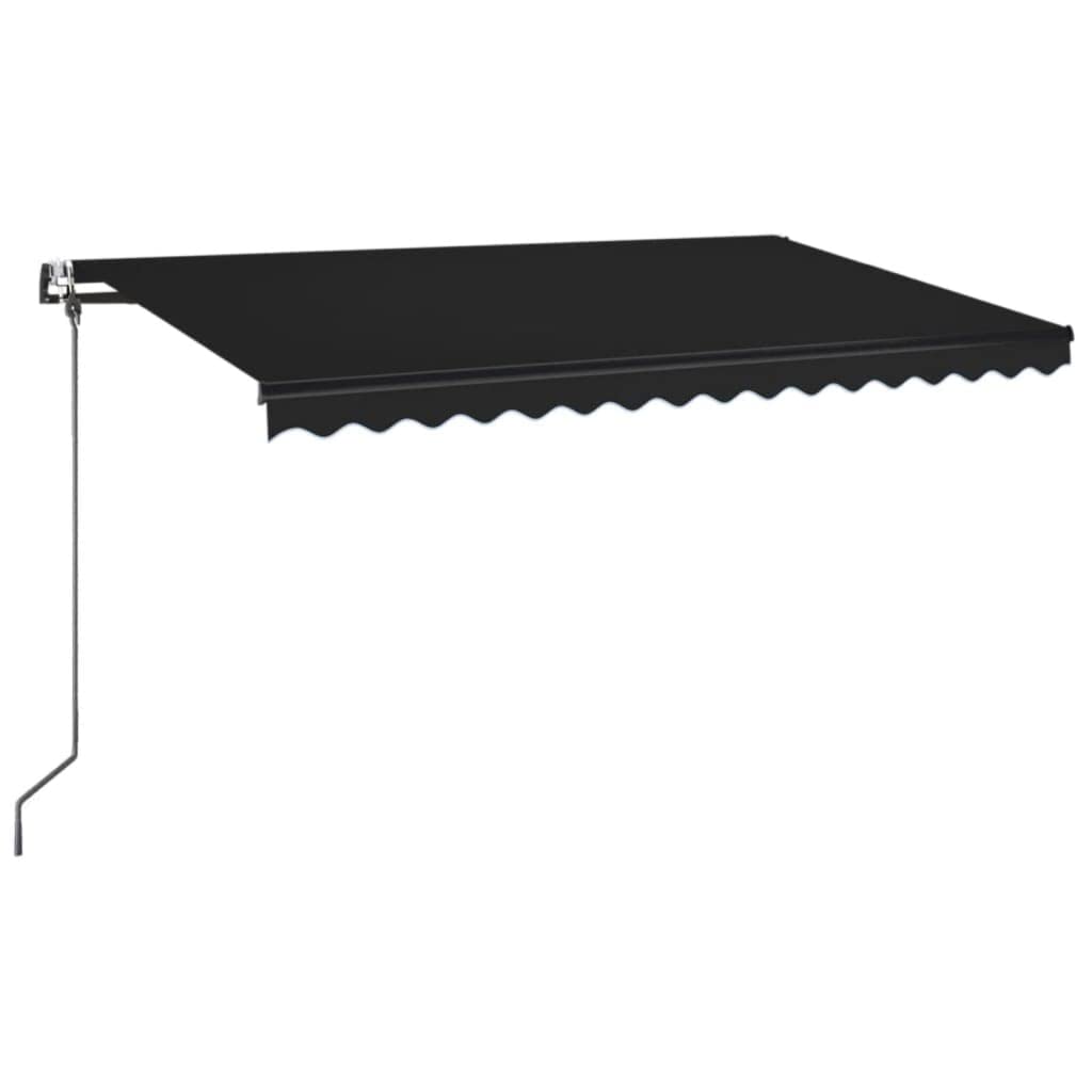 Tenda da sole automatica con braccio articolato, 450 x 350 cm, antracite, tenda da sole retrattile con telecomando e manovella per terrazza, balcone e giardino, telaio in alluminio
