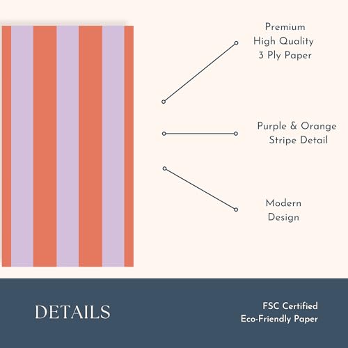 Image of Bonjour Fete Orange & Purple Cabana Stripe Towels, Pack of 20, 4.25x7.75 inch