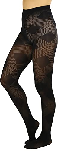 Image of ToBeInStyle Women's Argyle Checkered Diamond Rhombus Net Opaque Sheer Tights Pantyhose